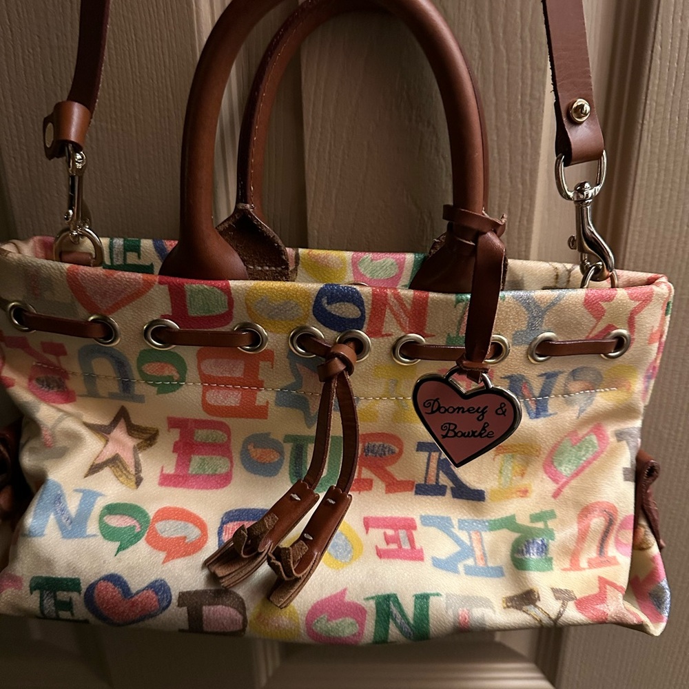 Dooney & Bourke Cream and Brown Satchel with Structured Design